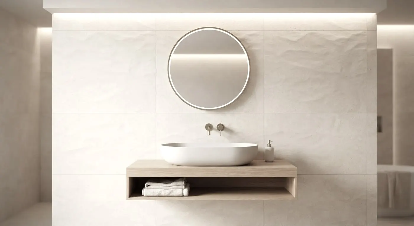 Bathroom wall clad in Sal Marina porcelain